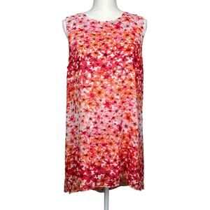 Calvin Klein‎ Women's Size M Orange White Floral Lined Sleeveless Mini Shift